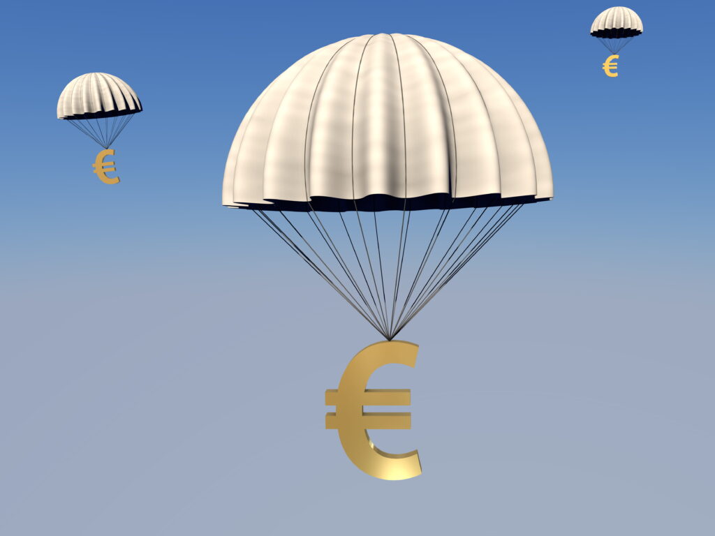 Fallschirme mit Euro-Zeichen