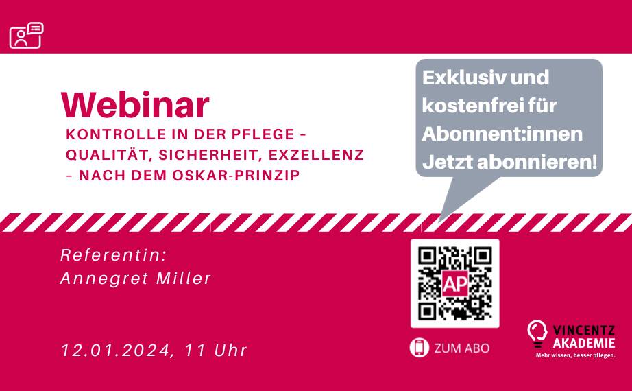 Webinar: Kontrolle in der Pflege – nach dem Oskar-Prinzip
