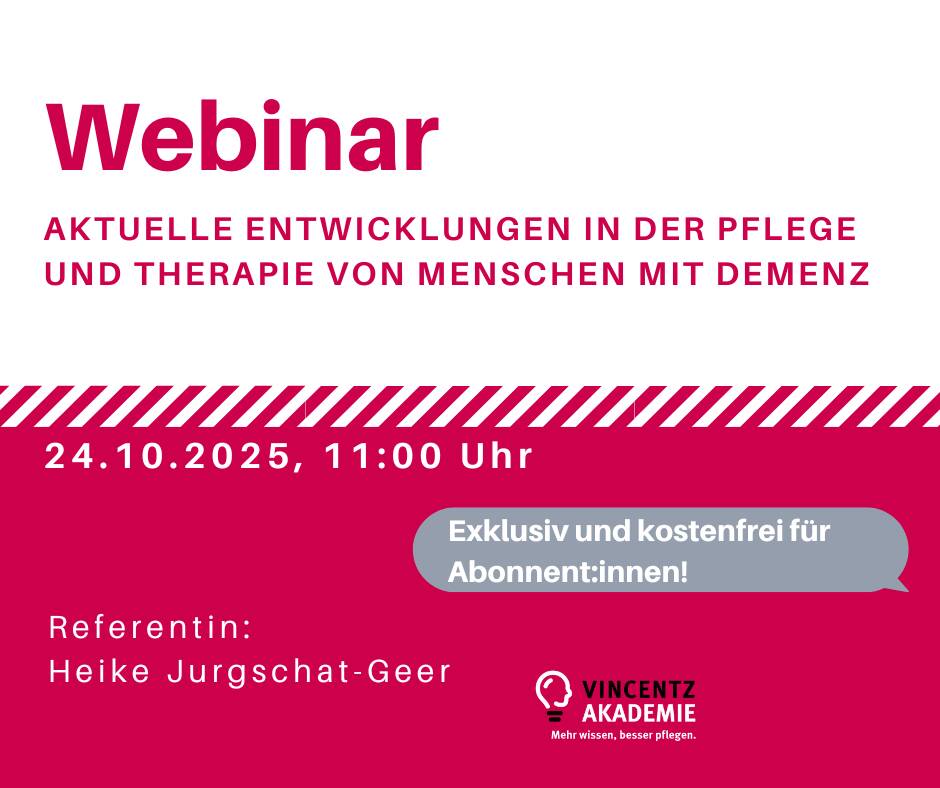 Webinar: Aktuelle Entwicklungen in der Pflege und Therapie von Menschen mit Demenz