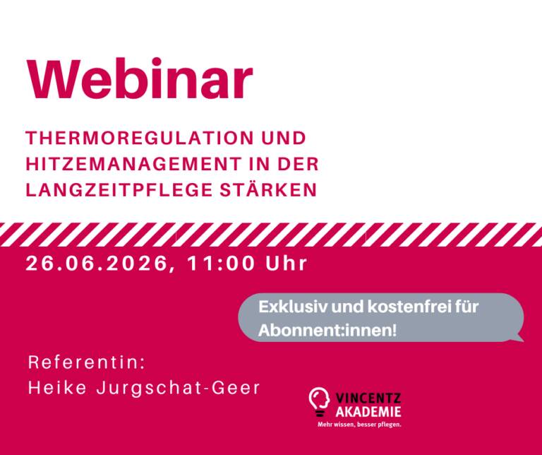 Webinar: Thermoregulation und Hitzemanagement in der Langzeitpflege stärken